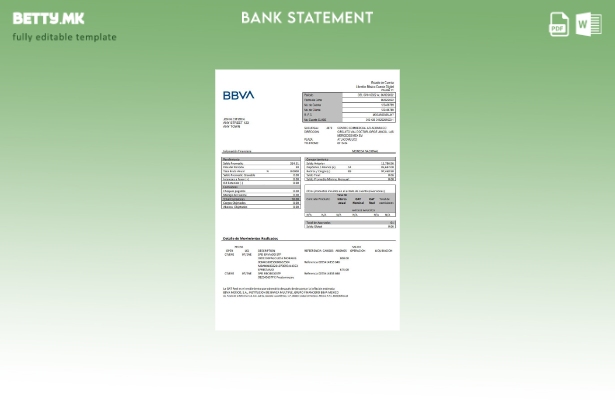 модерен стил Мексико BBVA шаблон за збор за извод од банка